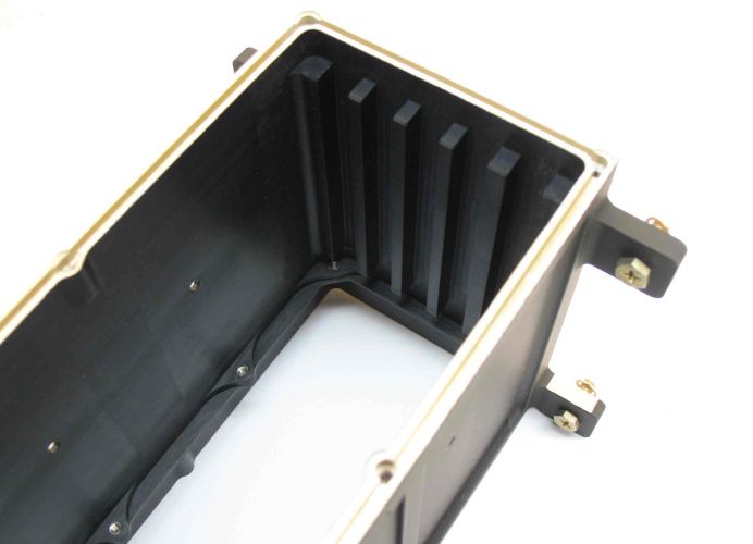 Enclosure – Complex part with square inside corners – no EDM. Anodizing, chem film and paint all on the same part with assembly of hardware done by TES also